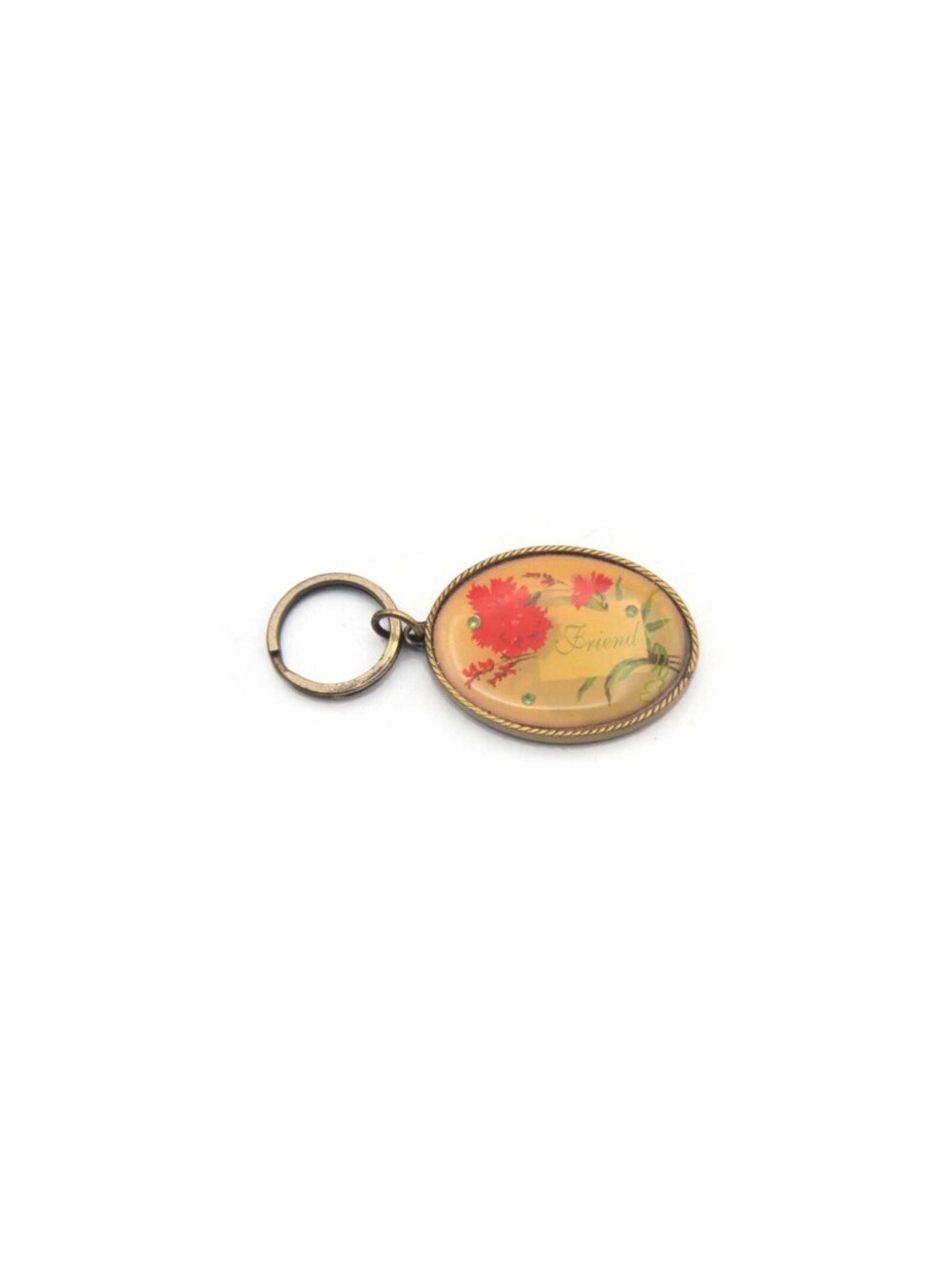 Brass Friendship Keychain, Vintage 2-Sided Friendship Warms the Heart Sentiment.